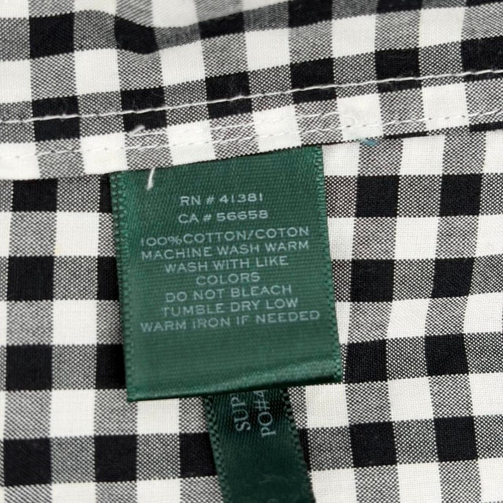 Lauren Ralph Lauren Black And White Long Sleeved Gingham Shirt W/Pink Trim - Picture 4 of 8